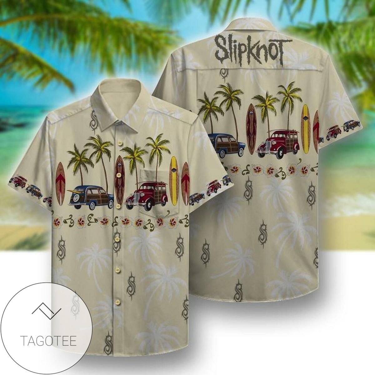 Slipknot Hawaiian II Graphic Print Short Sleeve Hawaiian Casual Shirt
