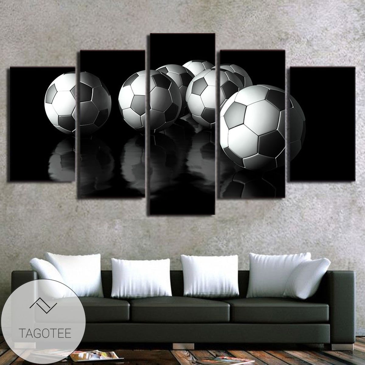 Soccer Balls Five Panel Canvas 5 Piece Wall Art Set