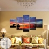 South Pacific Lagoon Sunset Five Panel Canvas 5 Piece Wall Art Set
