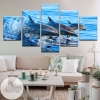 Striped Dolphins Playing In The Surf Five Panel Canvas 5 Piece Wall Art Set