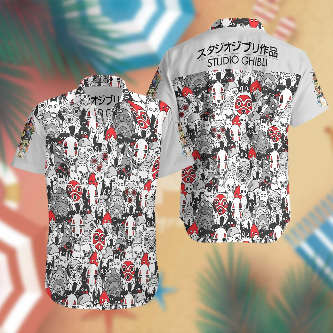 Studio Ghibli Universe All Over Print Summer Short Sleeve Hawaiian Beach Shirt