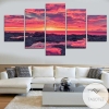 Sunset By The Beach Nature Five Panel Canvas 5 Piece Wall Art Set