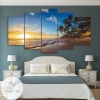 Sunset On A Tropical Beach Five Panel Canvas 5 Piece Wall Art Set