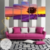 Sunset Over Lavender Field Five Panel Canvas 5 Piece Wall Art Set
