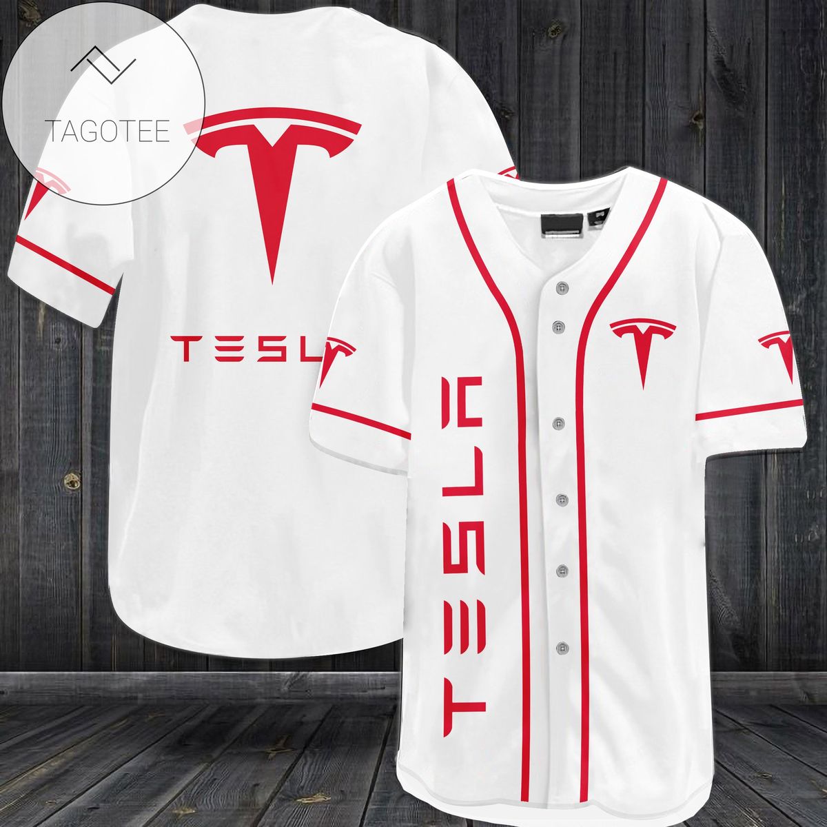 Tesla Baseball Jersey - White
