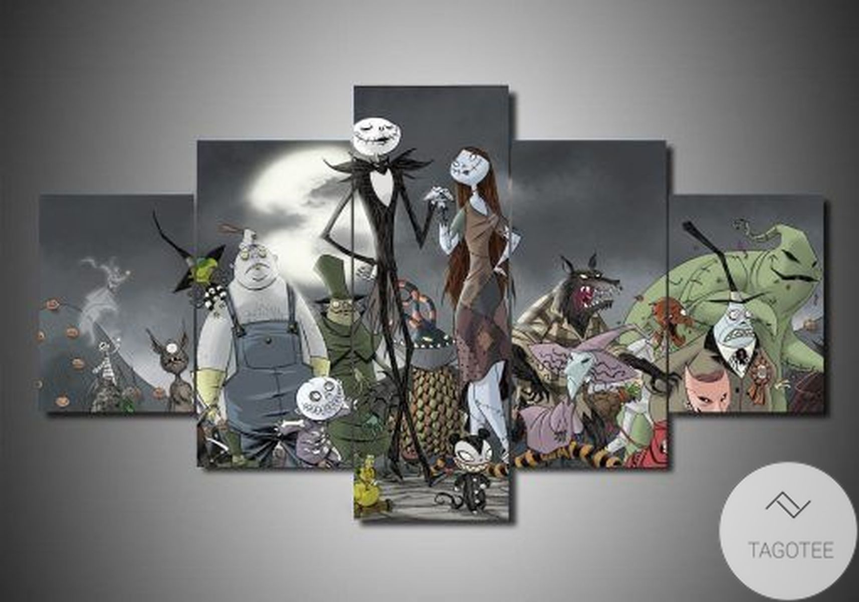 The Nightmare Before Christmas Jack Skellington 03 Halloween Movie Five Panel Canvas 5 Piece Wall Art Set