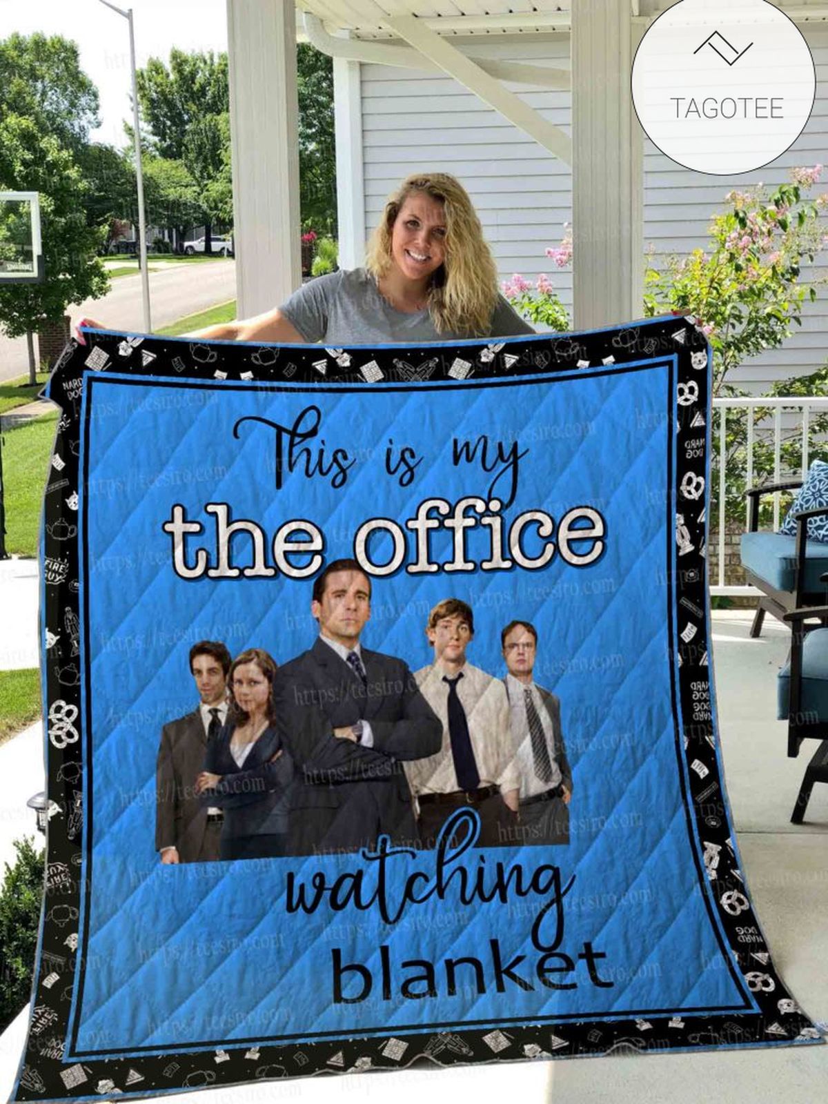 The Office Watching Quilt Blanket