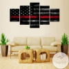 Thin Red Line Flag Abstract Five Panel Canvas 5 Piece Wall Art Set