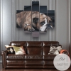 Tired Bulldog Animal Five Panel Canvas 5 Piece Wall Art Set