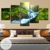 Tropical Rain Forest Waterfall Five Panel Canvas 5 Piece Wall Art Set