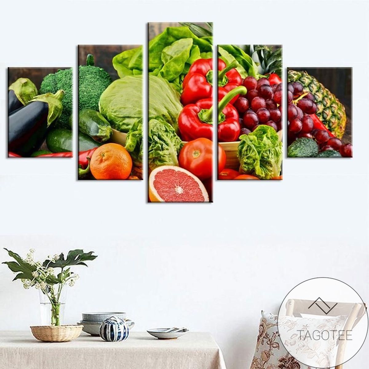 Vegetable 18 Kitchen Five Panel Canvas 5 Piece Wall Art Set