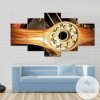 Vintage Wooden Aircraft Propeller And Engine Cylinders Automative Five Panel Canvas 5 Piece Wall Art Set