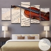 Violin And Music Sheet Music Five Panel Canvas 5 Piece Wall Art Set