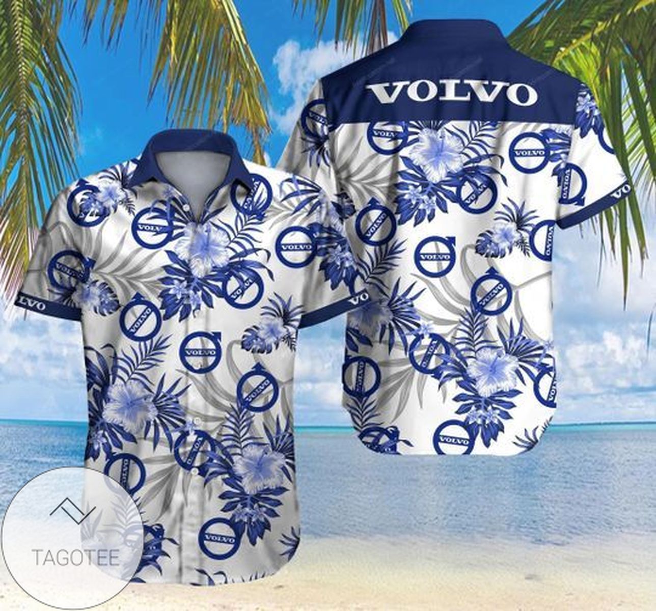 Volvo Hawaiian Graphic Print Short Sleeve Hawaiian Casual Shirt