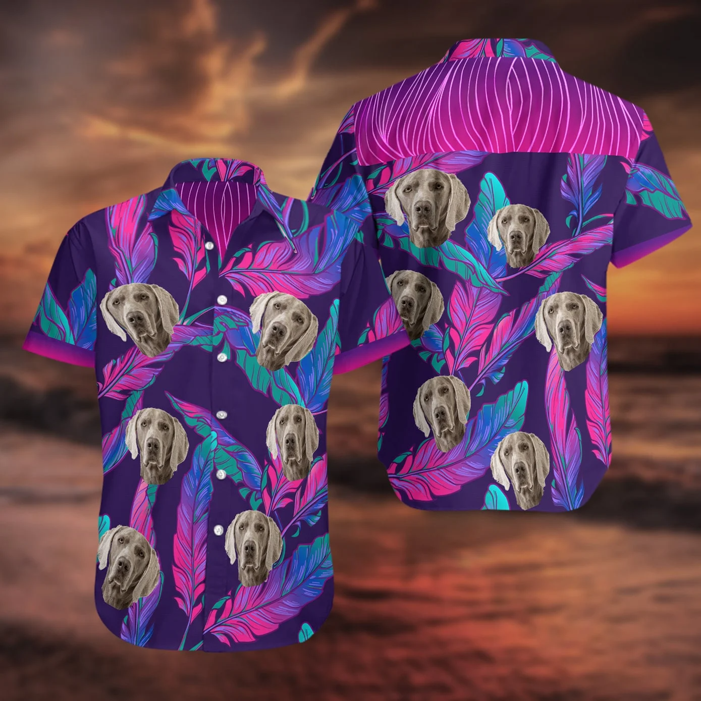 Weimaraners Dog All Over Print Summer Short Sleeve Hawaiian Beach Shirt