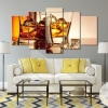 Whiskey With Ice Wine Five Panel Canvas 5 Piece Wall Art Set