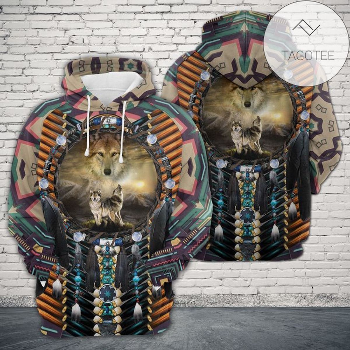 Wolf Native American 3D Printed Hoodie Zipper Hooded Jacket