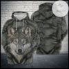 Wolf On Fuax Fur 3D Printed Hoodie Zipper Hooded Jacket