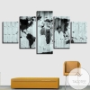 World Map Black White Abstract Five Panel Canvas 5 Piece Wall Art Set