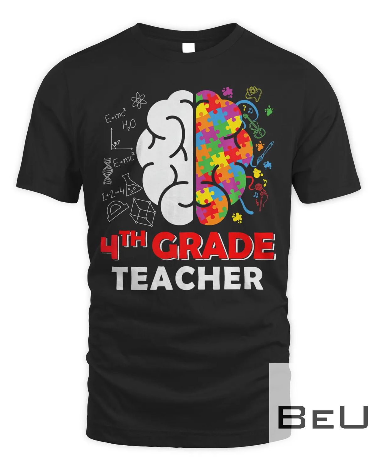100 Days Of Brain Autism Awareness 4th Grade Teacher Autism T-shirt