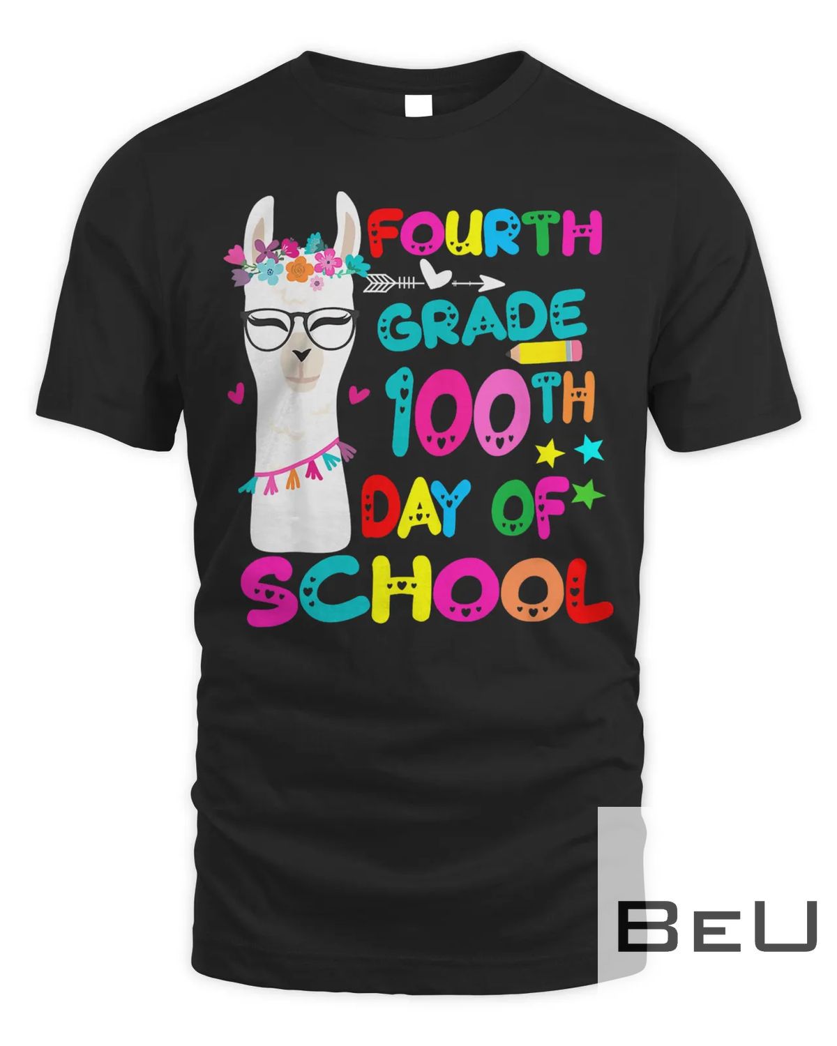 4th Grade Teacher 100th Day Of School No Prob Llama Girls T-shirt