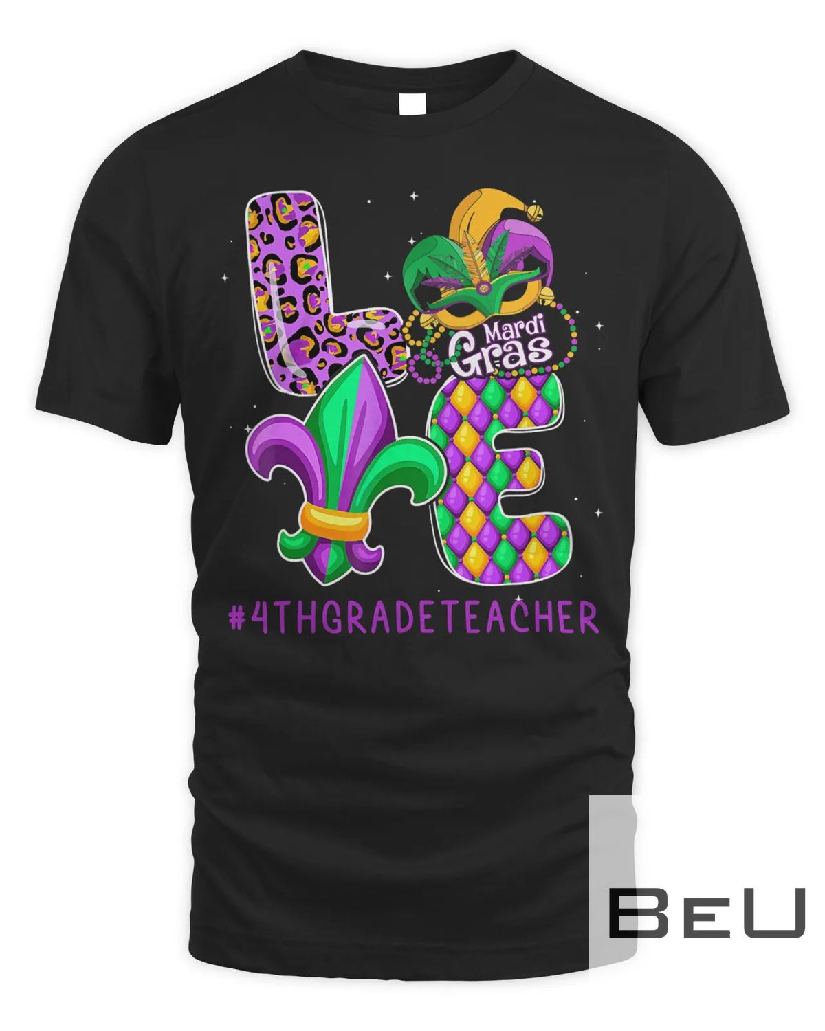 4th Grade Teacher Mardi Gras Family Matching Outfit T-shirt