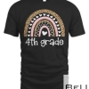 4th Grade Teacher Student Leopard Rainbow 100th Day School T-shirt