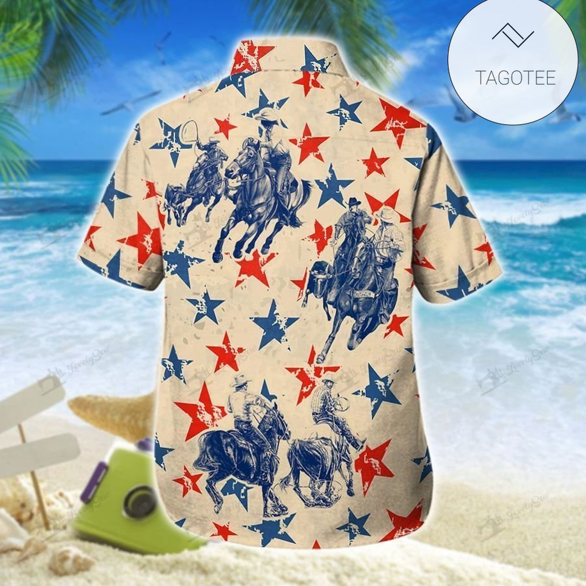 [BEST QUALITY] America stars Team Roping Hawaiian Shirt and Shorts