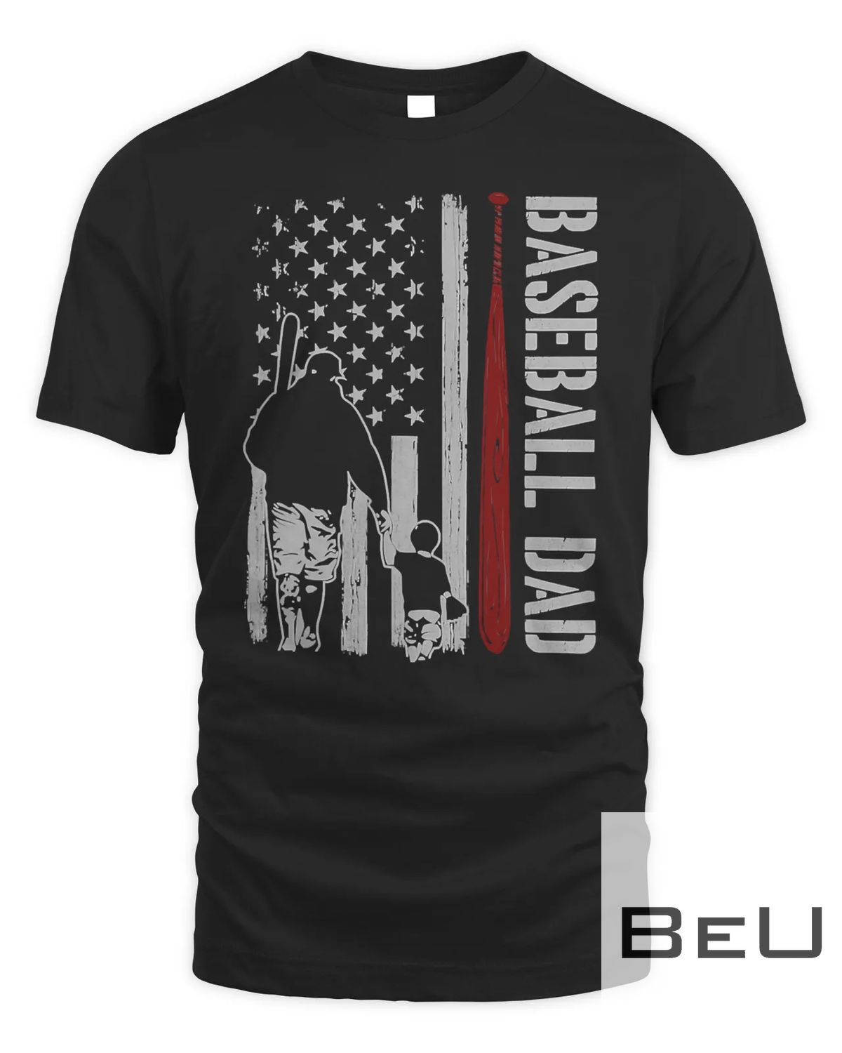 Baseball Dad Daddy American Flag Father's Day And 4th July T-shirt
