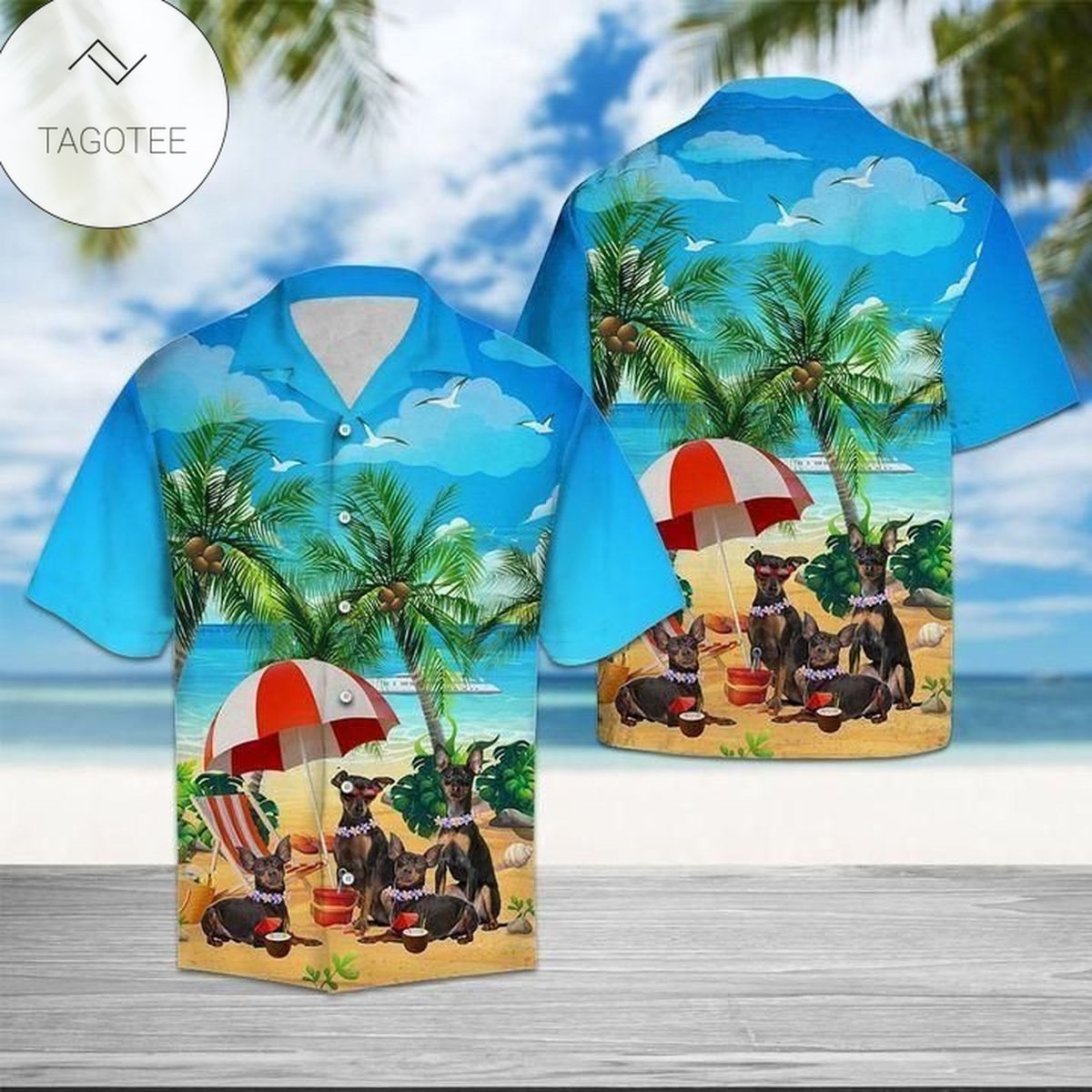 Beach Hawaii Miniature Pinscher Hawaiian Shirt