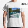 Beautiful Clear Waterfall Flowing Through Stones And Rocks T-shirt