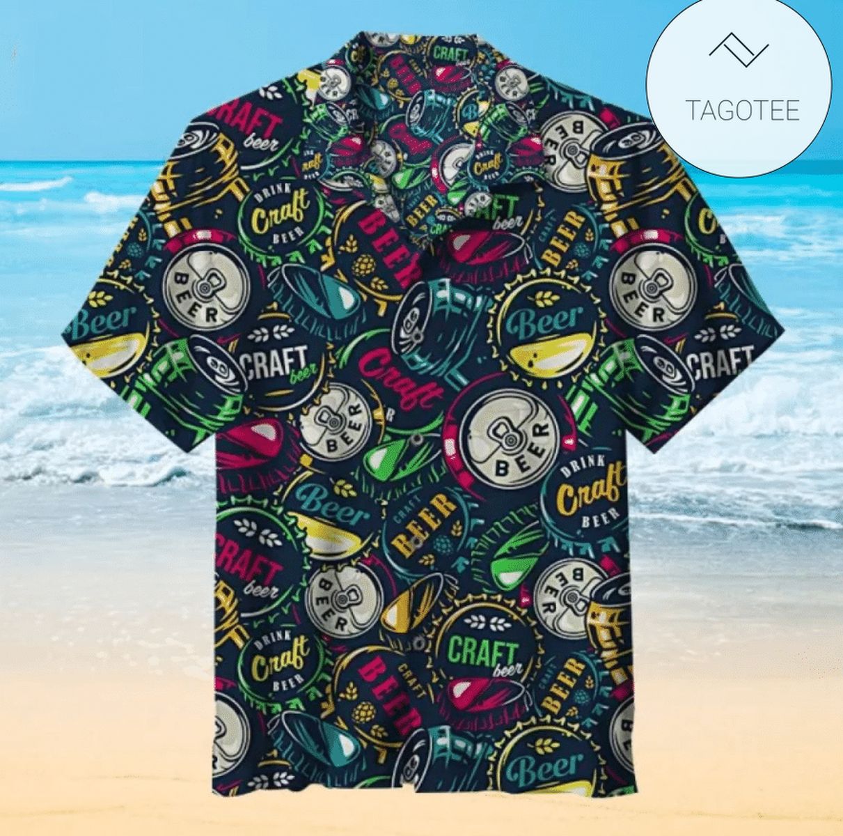 Beer Cap Pattern Hawaiian Shirt