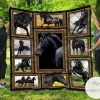 Black Horse Pictures In Frames Quilt Blanket