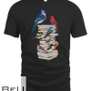 Blue Jay Cardinal Bullfinch With Books Bird Biologist Animal T-shirt