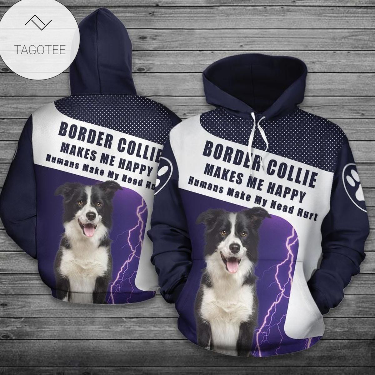 Border Collie Lilac And Grey Hoodie