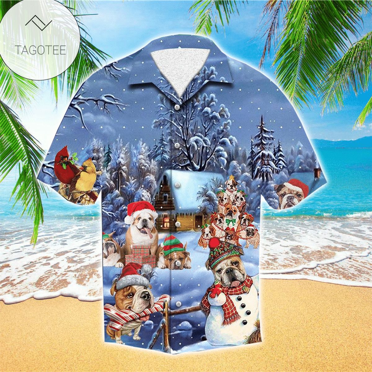 Bulldog Christmas Hawaiian Shirt