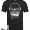 Cat Wears Headphones Illustration T-shirt