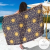 Celestial Gold Sun Face Sarong Womens Swimsuit Hawaiian Pareo Beach Wrap