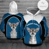 Chihuahua Blue And White Hoodie