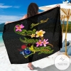 Cook Islands Polynesian Custom Personalised Sarong Plumeria Tribal Hawaiian Pareo Beach Wrap