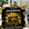 Cow Sunflower To My Daughter You Are My Sunshine Quilt Blanket