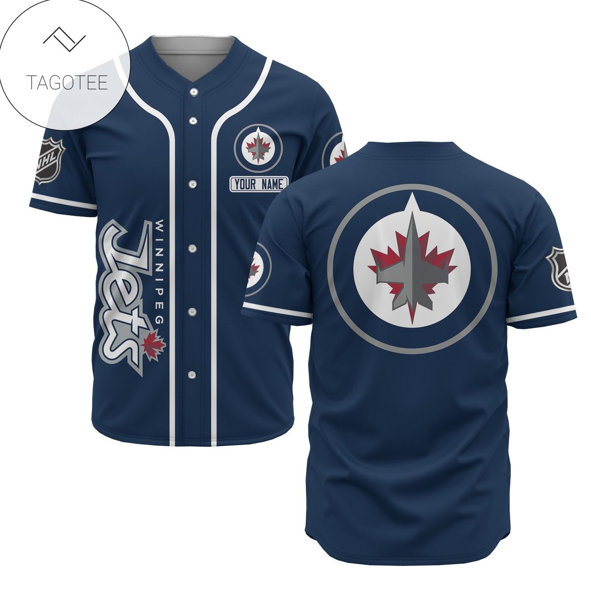 Custom Name Nhl Winnipeg Jets Blue Baseball Jersey - Premium Jersey - Custom Name Jersey Sport For Fans
