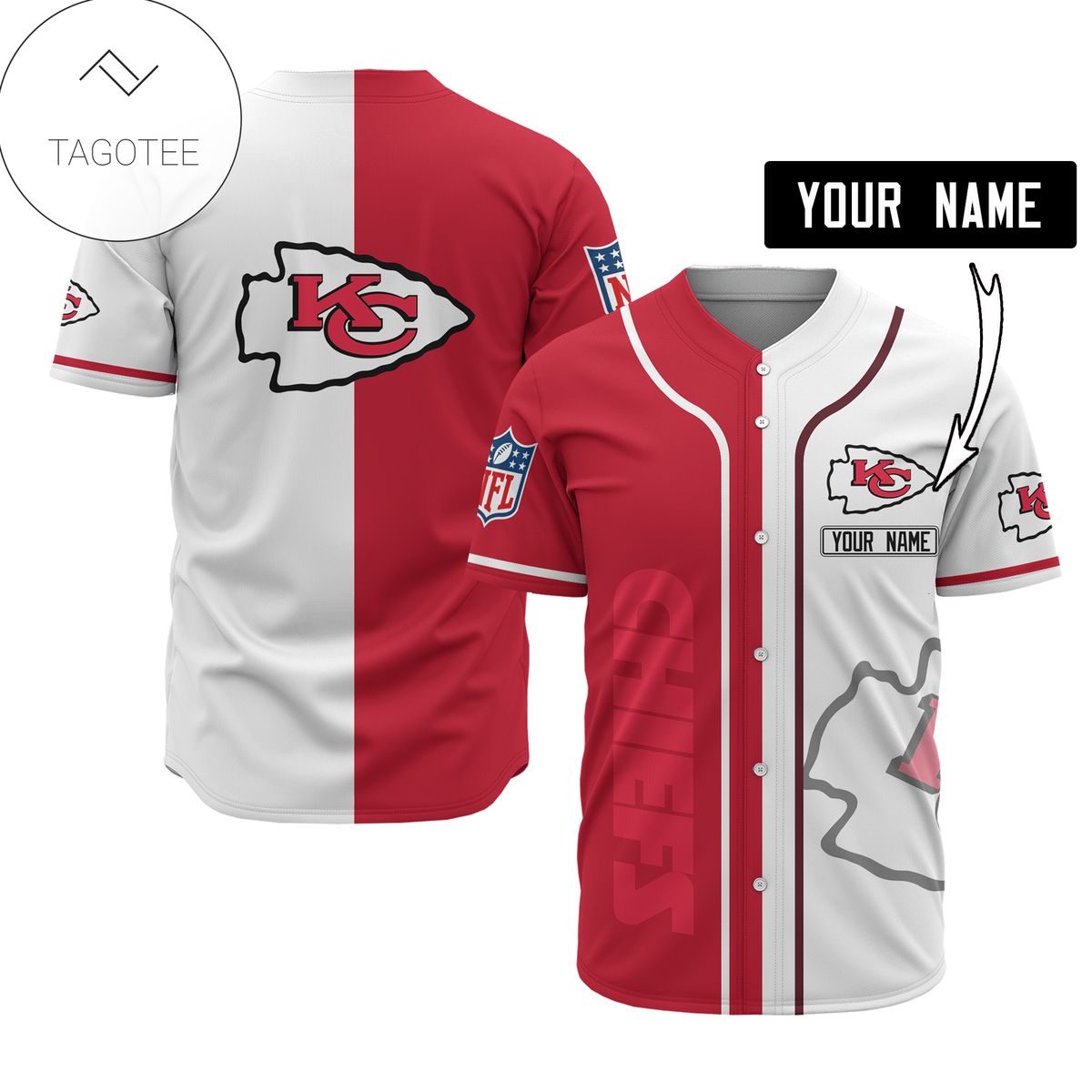 Custom Name Personalized Kansas City Chiefs Baseball Jersey - Premium Jersey - Custom Name Jersey Sport For Fans