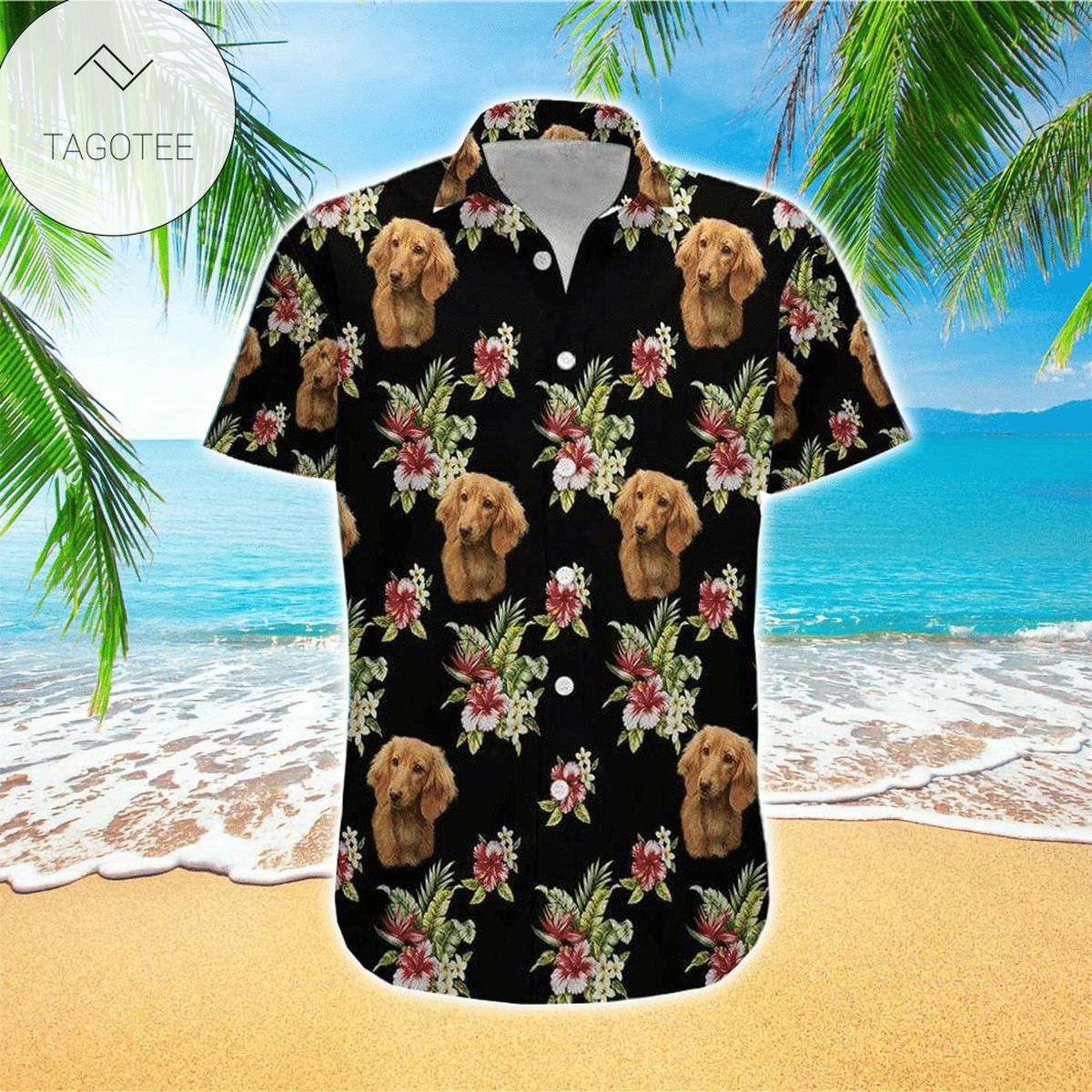 Dachshund Floral Custom Photo Hawaiian Shirt