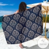 Damask Blue Luxury Print Pattern Sarong Womens Swimsuit Hawaiian Pareo Beach Wrap