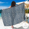 Damask Elegant Teal Print Pattern Sarong Womens Swimsuit Hawaiian Pareo Beach Wrap