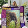Elephant In The Flower Field Quilt Blanket