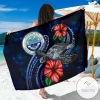 Federated States Of Micronesia Polynesian Sarong Blue Turtle Hibiscus Hawaiian Pareo Beach Wrap