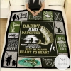 Fishing Daddy And Daughter Not Always Eye To Eye But Always Heart To Heart Quilt Blanket