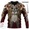 Gift For Viking Lover Red And Gold Odin Tattoo Viking Personalized Name Hoodie